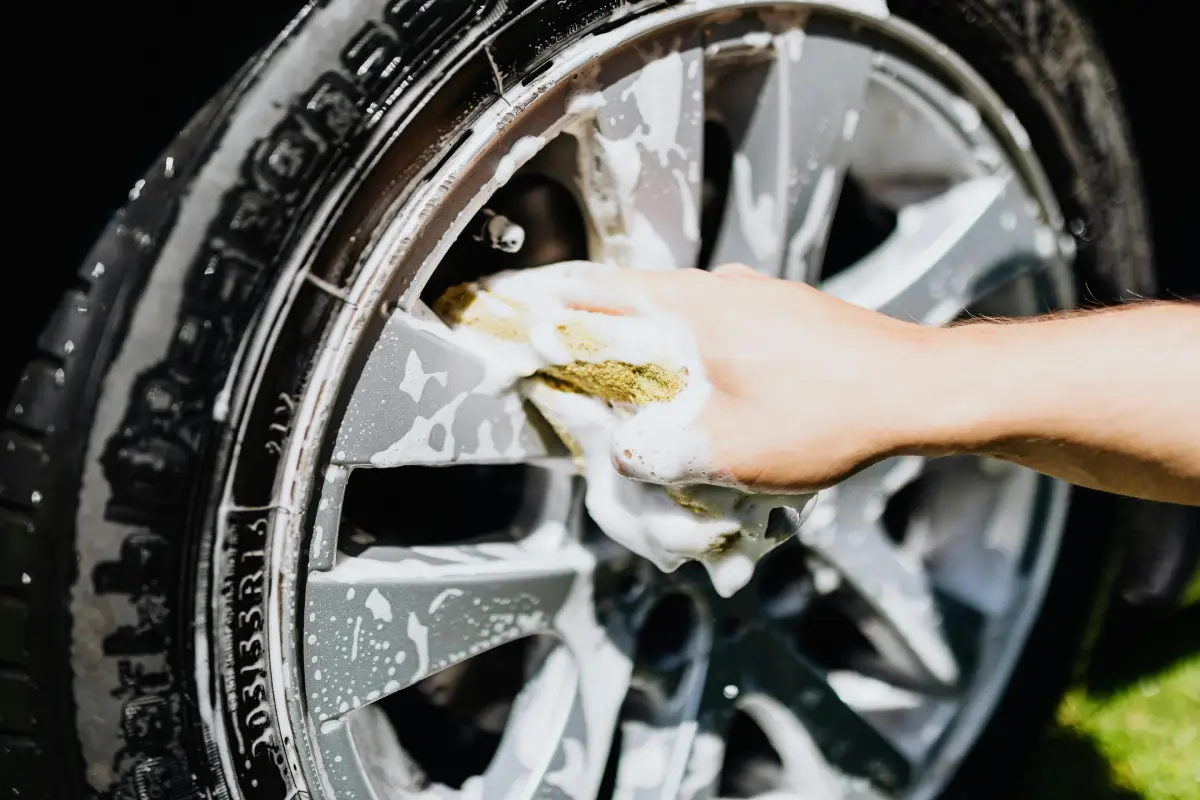 car window being detailed